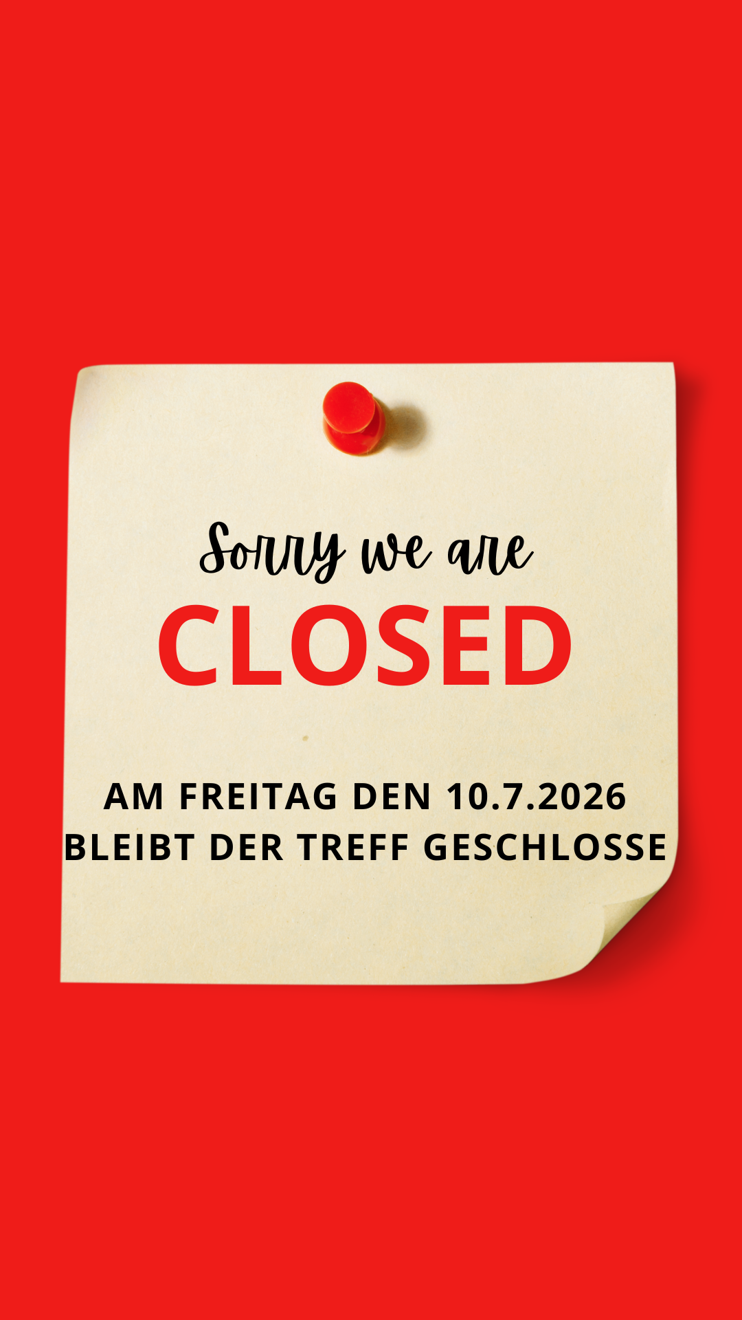 Freitagstreff bleibt heute geschlossen